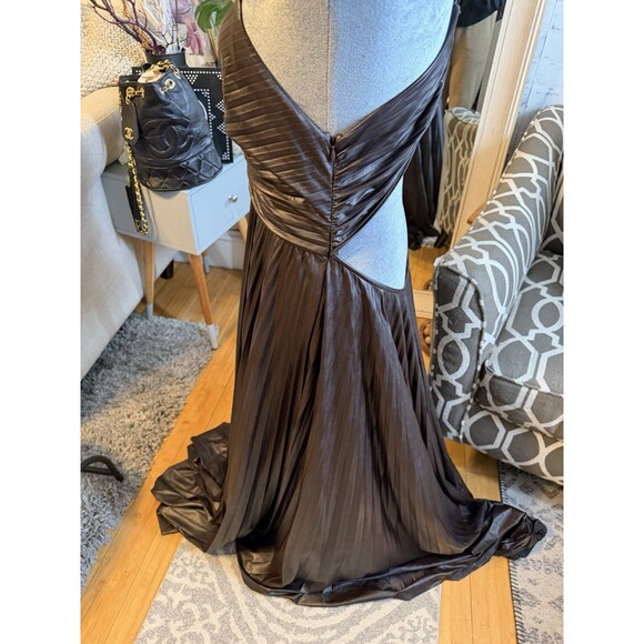 ALC Aries Satin Pleated Dress in Chocolate.Size 14. Retail- $795 - Picture 8 of 16